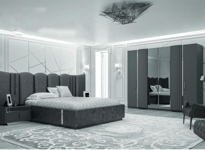 Bed 2x Bedside tables Wardrobe 4-piece Bedroom Set Modern Luxury new
