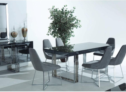 Dining room Set Furnishings Gray 5-piece Suite Table 4x Chairs luxurious