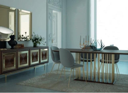 Design Dining room Set Dining table 5 pieces Wood Furniture luxurious 4x Chair Table