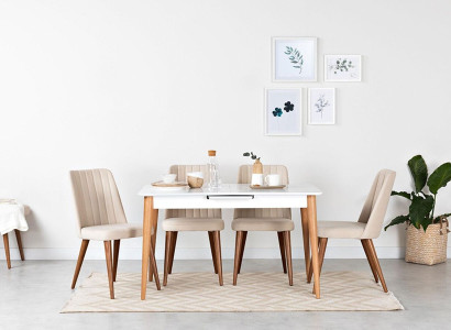 Set Group Table 6x Chairs Dining room Wooden table Dining room new Design