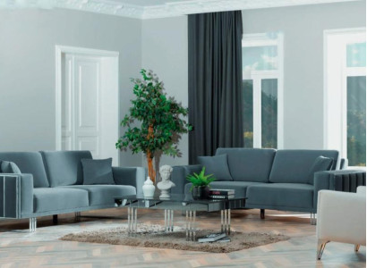 Luxury 3-piece living room set sofa set set 2x sofa 3 seater relax armchair turquoise