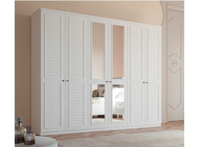Bedroom Furniture Wood Wardrobe Style Wardrobe White Cabinets 6 doors