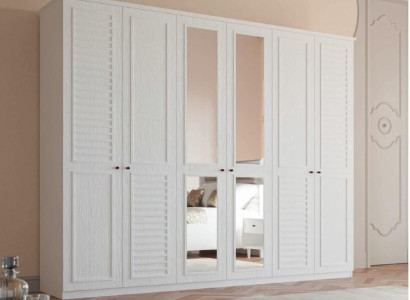 Bedroom Furniture Wood Wardrobe Style Wardrobe White Cabinets 6 doors