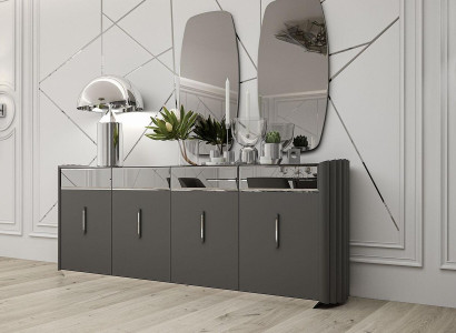 Modern Sideboard with 2x Mirrors Designer Luxury Dining room Furniture Wood