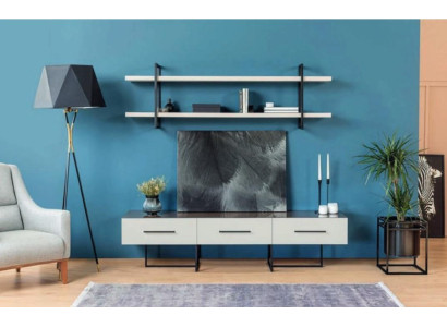Wall unit Design Wall shelf TV Lowboard Shelf Living room Wood Furnishings