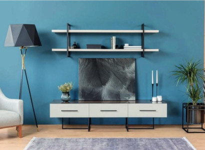 Wall unit Design Wall shelf TV Lowboard Shelf Living room Wood Furnishings