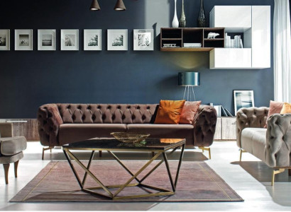 Sofa set 3+3+1 Seater Set Design Upholstery Couches Textile Chesterfield