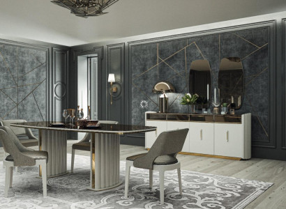 Dining room Set Furnishings 8tlg.Table 4x Chairs Sideboard 2x Mirror Group