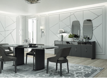 Luxur Dining room Set Dining table 4x Chairs Sideboard with 2x Mirror 8 pcs