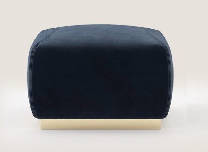 Designer Luxury Blue Stool with Stainless Steel Rim Upholstery Textile Furniture new