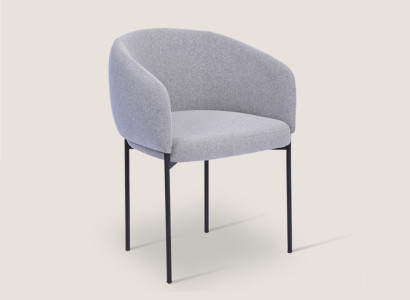 Gray Upholstered Chair with Armrests Designer Single Seater Living room Chairs