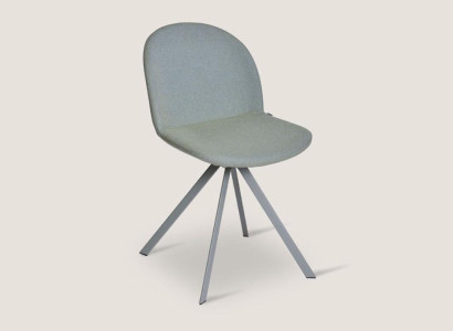 Gray upholstery dining chair designer single seater with stainless steel feet new