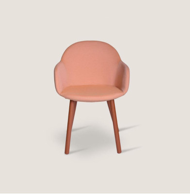 Light Orange Upholstered Chair with Wooden Feet Designer Chairs Dining room Furniture