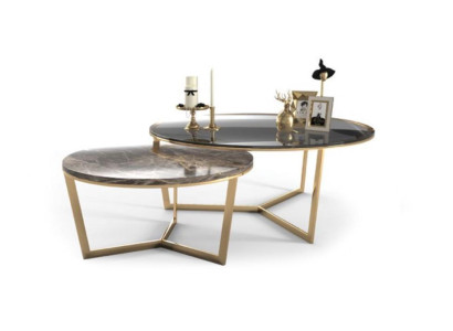 Designer Coffee table Set 2x Living room stainless steel Modern Luxury Tables Table