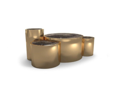 Golden Coffee table Living room Side table Modern design glass top