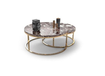 Luxury Marble Coffee table + Side table Set Round Living room Tables 2pcs