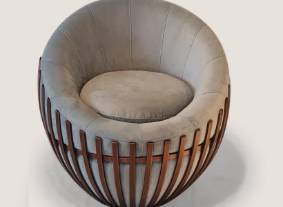 Designer Gray Armchair Living room furniture Upholstery Seat Textile Armchair Lounge Club