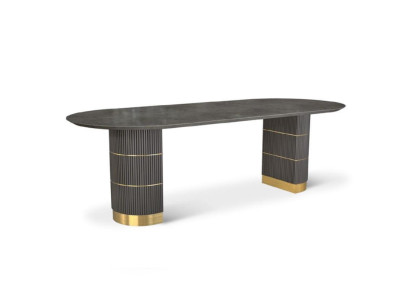 Gray designer dining table dining room furniture with metal feet wooden frame table