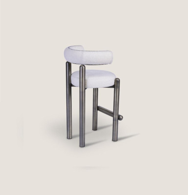 Designer White Bar Stool with Stainless Steel Feet Luxury Single Seater Bar Furniture