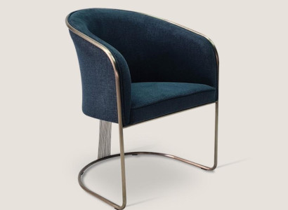 Blue stainless steel Armchair Luxury Single Seat Upholstery Chair with Armrests Recliner