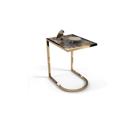 Luxury Side table Designer Living room table stainless steel with glass top