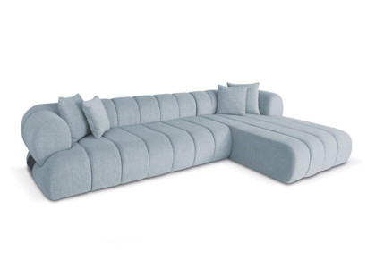 Gray Fabric Corner sofa L-shape Couch Designer Upholstery Furniture Wooden frame