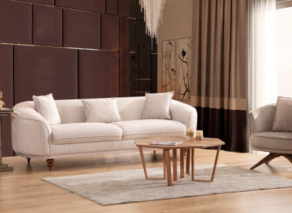Sofa 3 Seater Elegant Armchair Modern Luxury Design Wood Furniture Upholstery