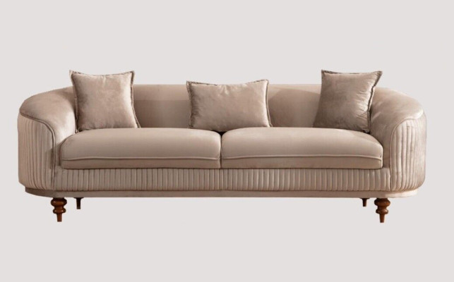 Sofa 3 Seater Elegant Armchair Modern Luxury Design Wood Furniture Upholstery
