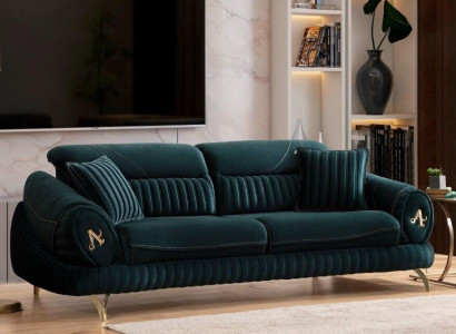 Green Three Seater Luxury Couch Modern Wood Design Living room furniture new