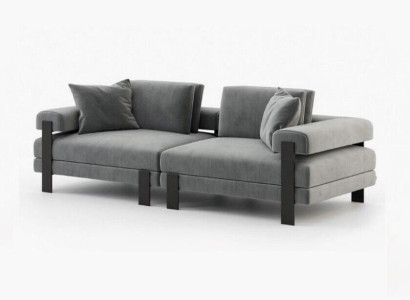Luxury 2 Seater Couch Italian Style Sofa Polyester Gray Living room