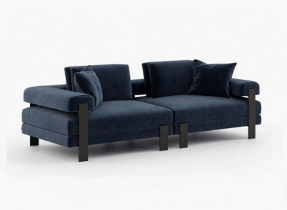 Sofa 2 Seater Upholstered Sofa Blue Textill Design Modern Couch Sofas Luxury