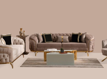 Design Sofa 331 Seater Chesterfield Fabric Couch Upholstery Sofas Textile new