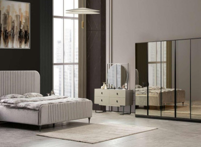 Bed 2x Bedside tables Bedroom Set Design Modern Luxury Set 5 pcs.