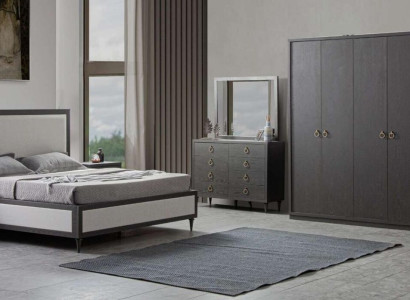 Bedroom Set Modern Luxury Bed 2x Bedside tables Chest of drawers with Mirror