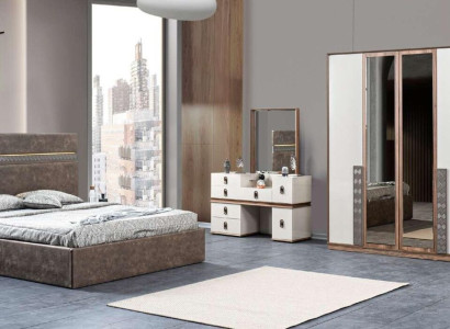 Bed 2x Bedside tables Dressing table with Mirror Set 5 pieces Italian style