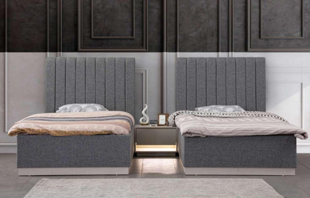 Bedroom Modern 2x Luxury Beds Bedside table Wardrobe 5pcs.