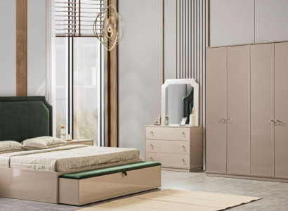 Bed 2x Bedside tables 5 pcs. Bedroom Set Design Luxury Modern Upholstery