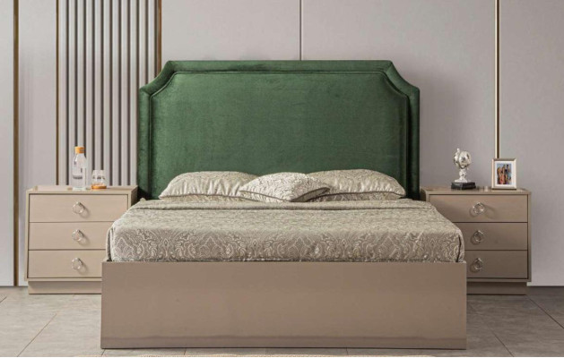 Bed 2x Bedside tables 5 pcs. Bedroom Set Design Luxury Modern Upholstery
