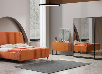 Complete's Bedroom Bed 2x Bedside tables 5 pieces. Modern Set Luxury new