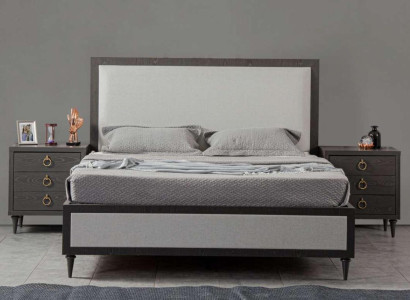 Bedroom Set Gray Bed Design Modern Luxury 2x Bedside tables 3 pcs. new