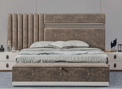 Gray Bedroom Set Bed + 2x Bedside tables New wooden furniture suite