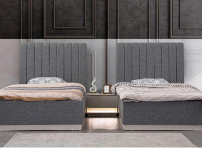 Bedroom 2x Beds Bedside table Beds Double Hotel Upholstery 3 pcs.