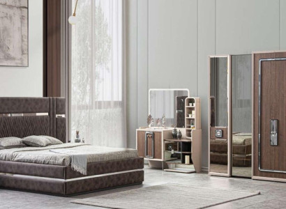 Bed 2x Bedside tables 5tlg Bedroom Design Modern Luxury Furniture new