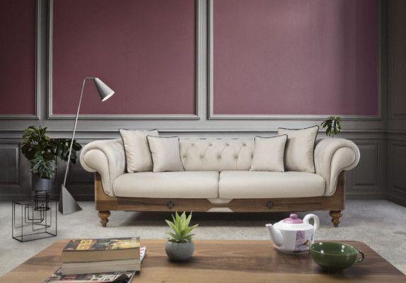 Modern Two Tone Chesterfield Sofa Set 3+3+1 Seater Luxury Furniture