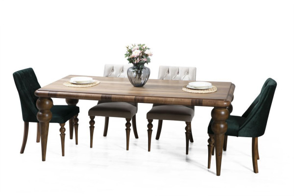 Classic Dining room Wood Suite Dining table 6x Upholstery Chairs 7-piece set