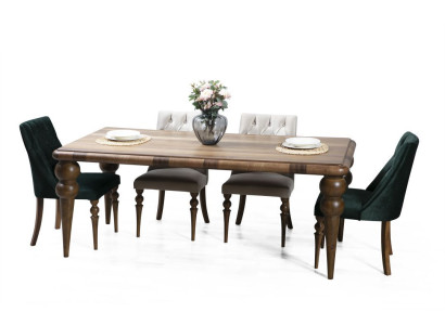 Classic Dining room Wood Suite Dining table 6x Upholstery Chairs 7-piece set