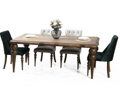 Classic Dining room Wood Suite Dining table 6x Upholstery Chairs 7-piece set