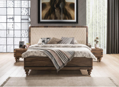 Bedroom Furniture Luxury Designer Bed 2x Nightstands Double bed 3pcs