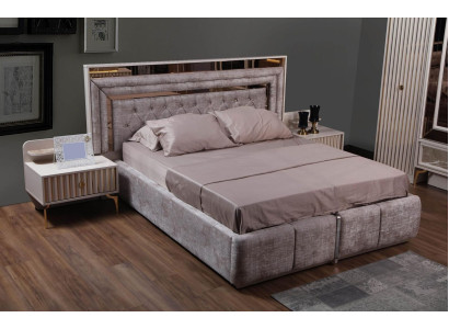 Taupes Bedroom Set Designer Furniture Double bed Bedside tables Wooden furniture