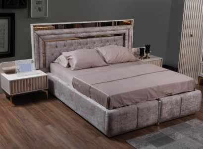 Taupes Bedroom Set Designer Furniture Double bed Bedside tables Wooden furniture